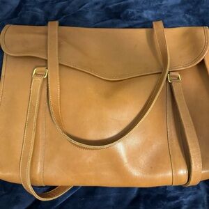 Coach Tan Leather Tote with Gold-Tone Accents